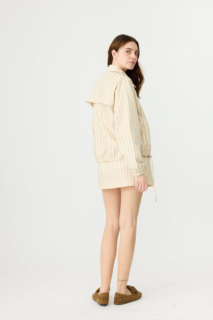 LMND | Sienna Bomber Jacket - Birch/Burnt Orange Stripe