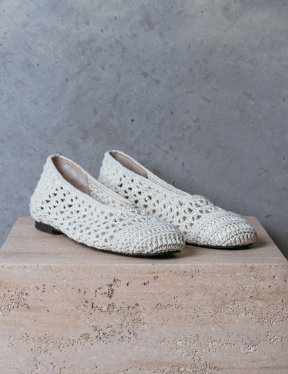 La Tribe | Crochet Ballet Flat - Cream