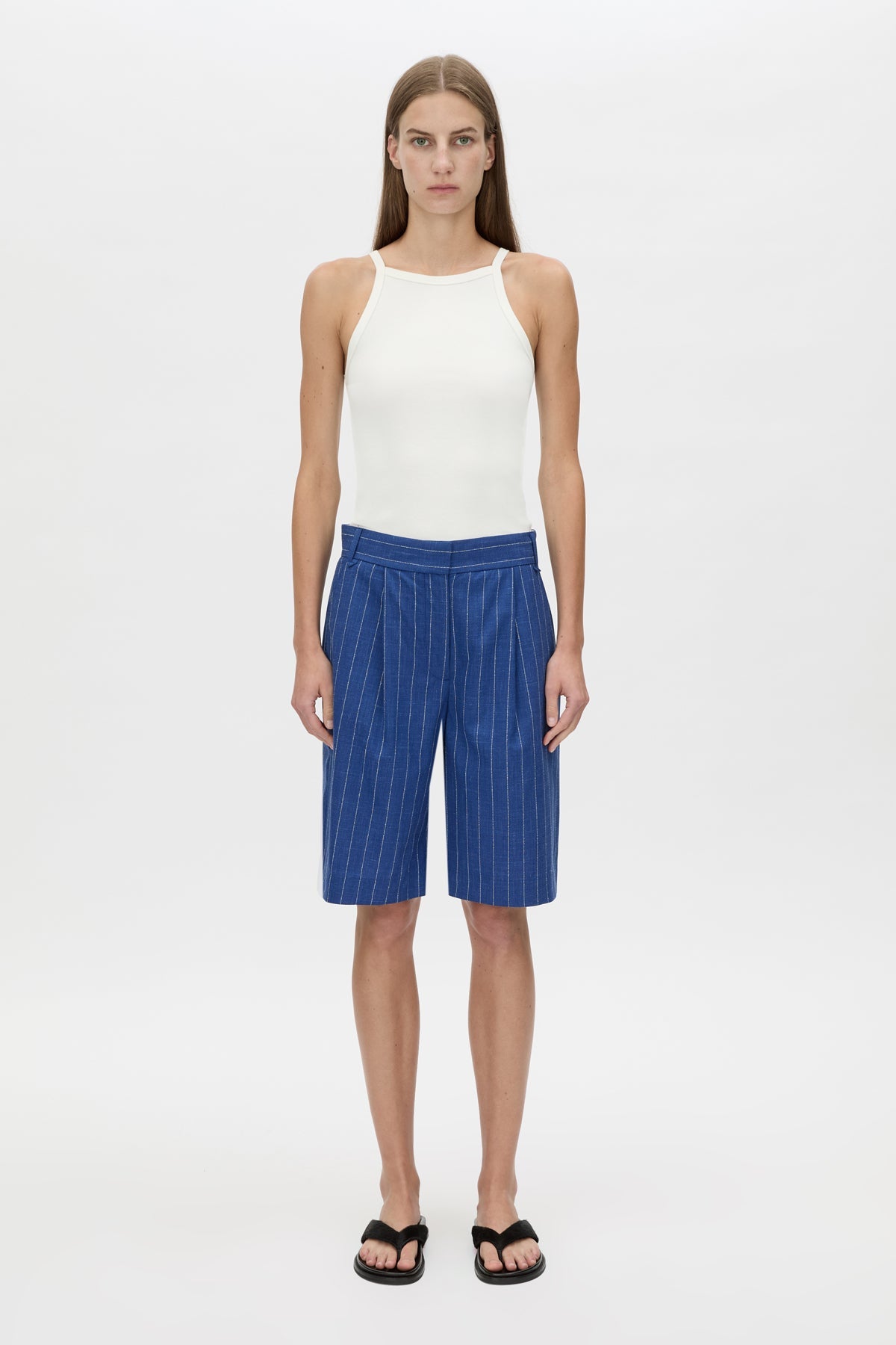 Camilla and Marc | Alberto Short - Blue White Stripe