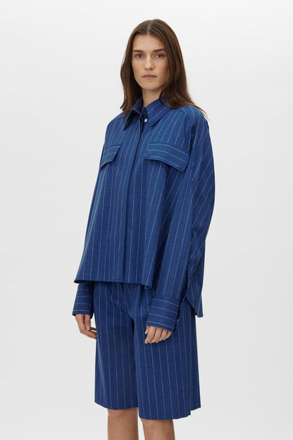 Camilla and Marc | Alberto Shirt - Blue White Stripe