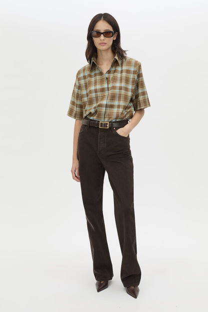 Camilla & Marc | Arian Short Sleeve Check Shirt - Chocolate Check