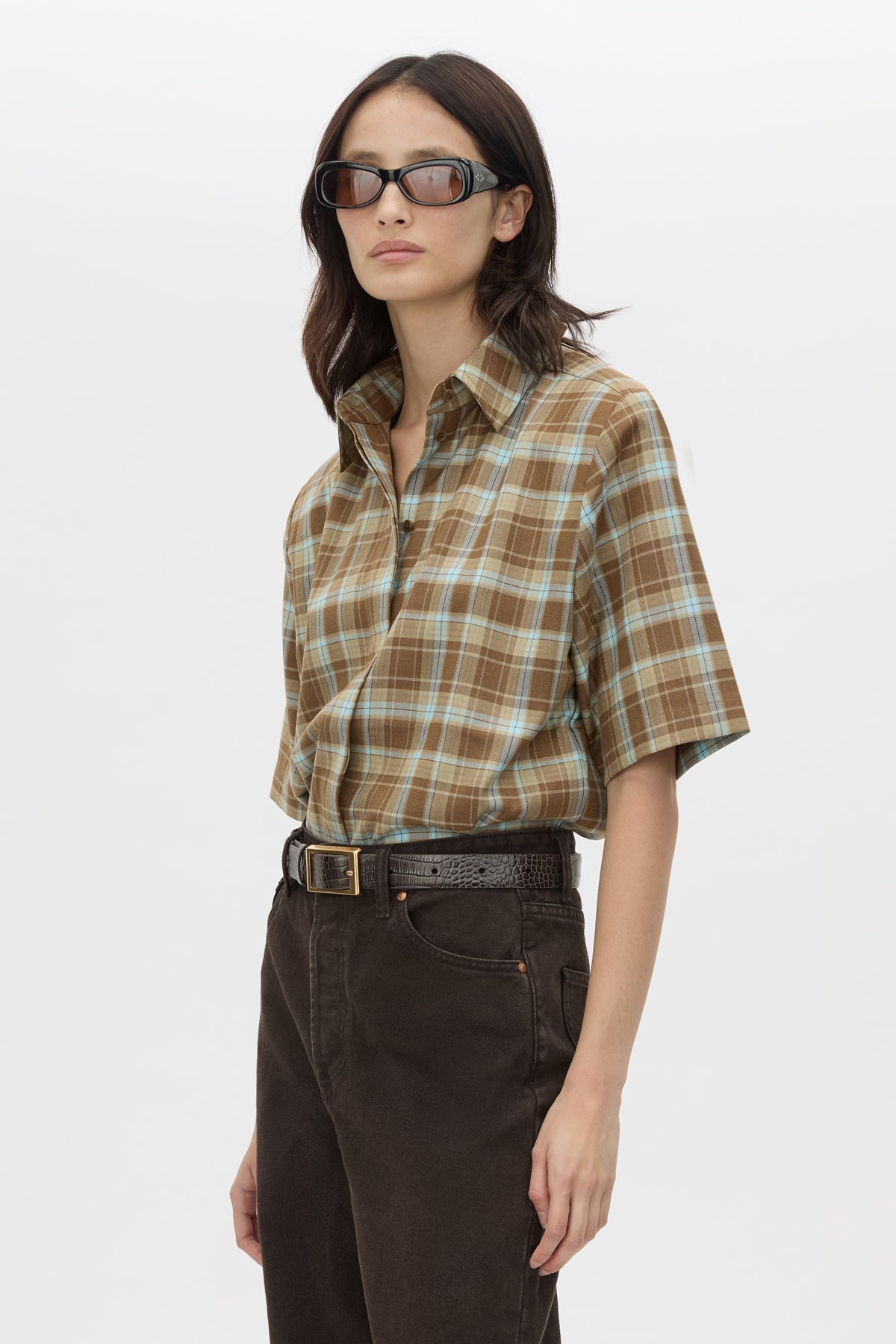 Camilla & Marc | Arian Short Sleeve Check Shirt - Chocolate Check