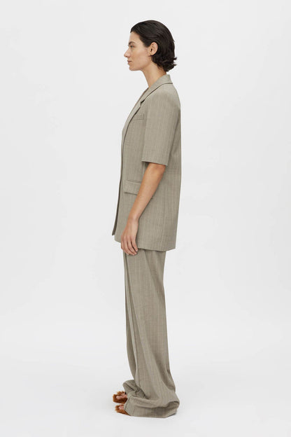 Camilla and Marc | Arnelle Short Sleeve Blazer - Natural Pinstripe
