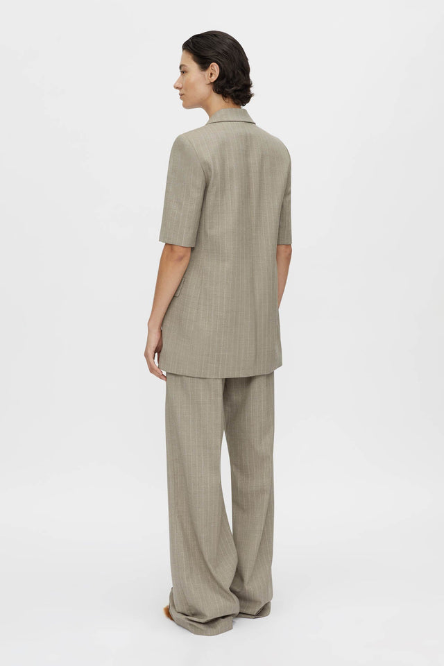Camilla and Marc | Arnelle Short Sleeve Blazer - Natural Pinstripe