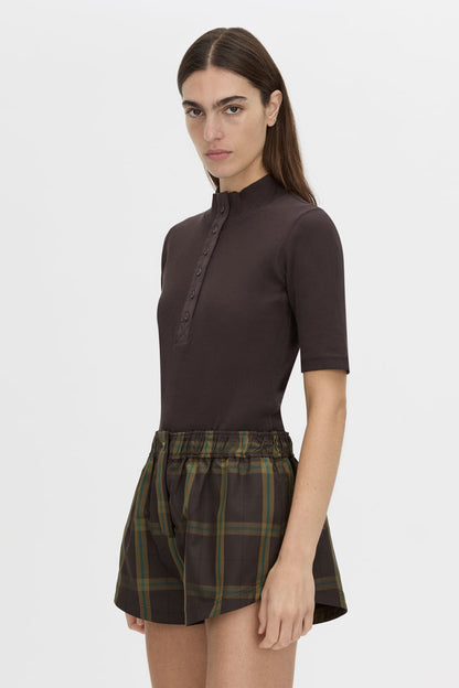 Camilla & Marc | Aubrey Elbow Sleeve Rib Top - Hickory