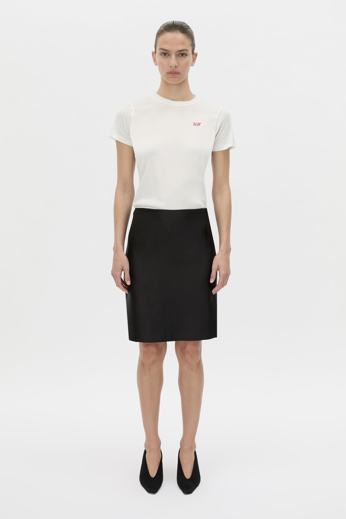 Camilla & Marc | Birdie Fitted Tee - Soft White / Red