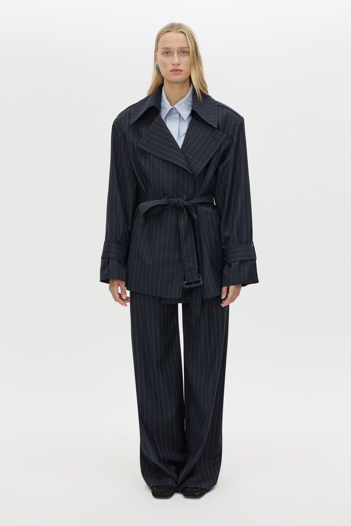 Camilla and Marc | Brody Short Trench Coat - French Navy Stripe