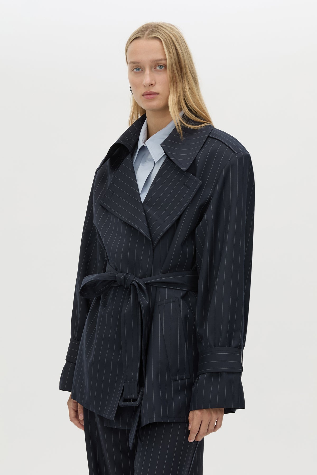Camilla and Marc | Brody Short Trench Coat - French Navy Stripe