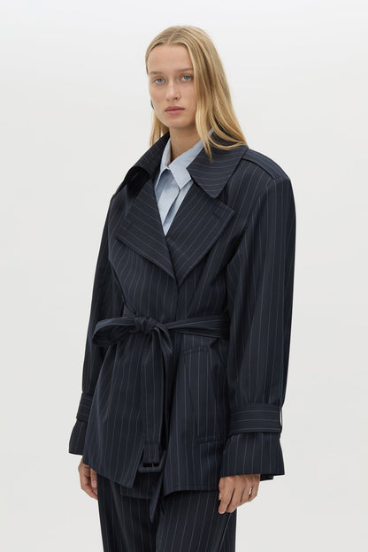 Camilla and Marc | Brody Short Trench Coat - French Navy Stripe