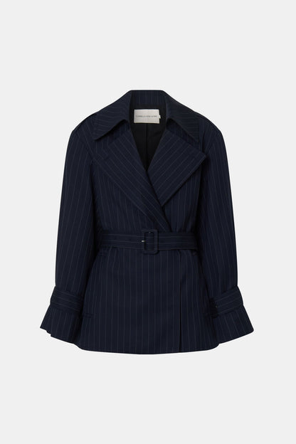 Camilla and Marc | Brody Short Trench Coat - French Navy Stripe