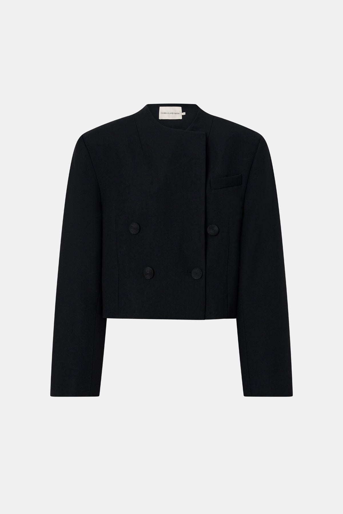 Camilla & Marc | Caius Collarless Cropped Blazer - Black