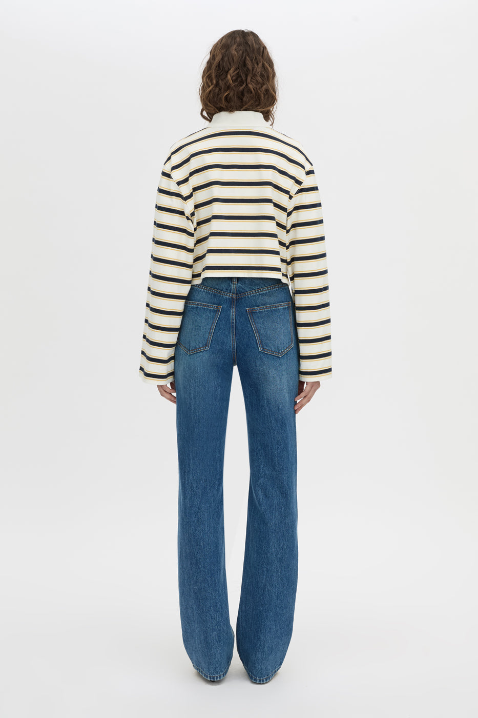 Camilla & Marc | Liat Stripe Crop Polo Top - Soft White Stripe