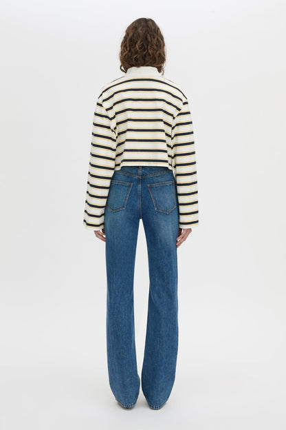 Camilla & Marc | Liat Stripe Crop Polo Top - Soft White Stripe