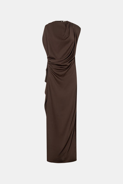 Camilla and Marc | Elowyn Drape Detail Midi Dress - Espresso