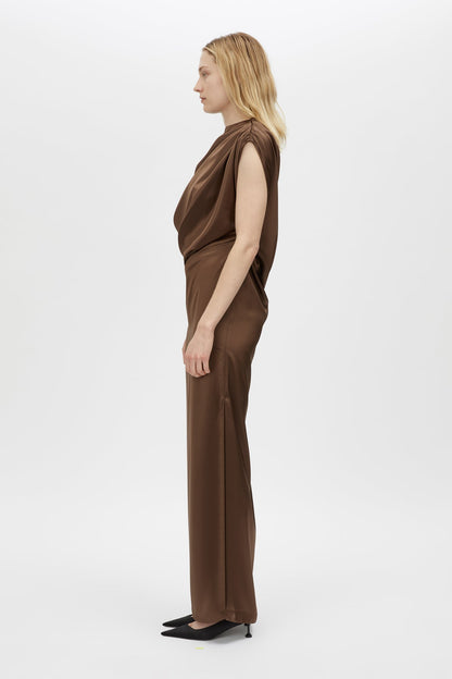 Camilla and Marc | Elowyn Drape Detail Midi Dress - Espresso