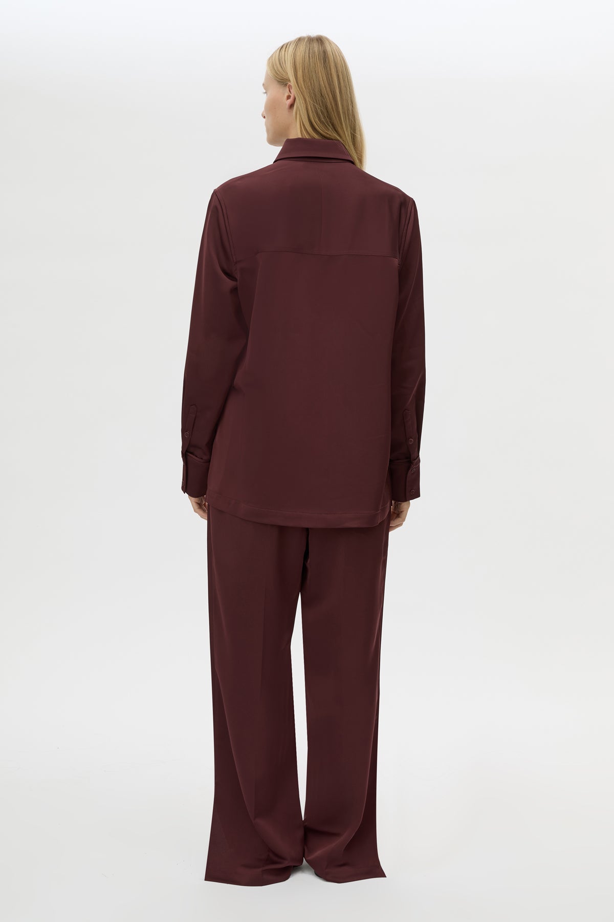 Camilla & Marc | Ground Satin Long Sleeve Shirt - Burgundy
