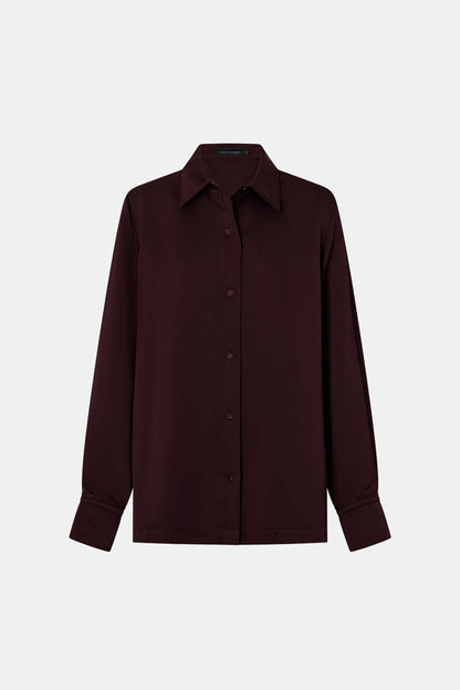 Camilla & Marc | Ground Satin Long Sleeve Shirt - Burgundy
