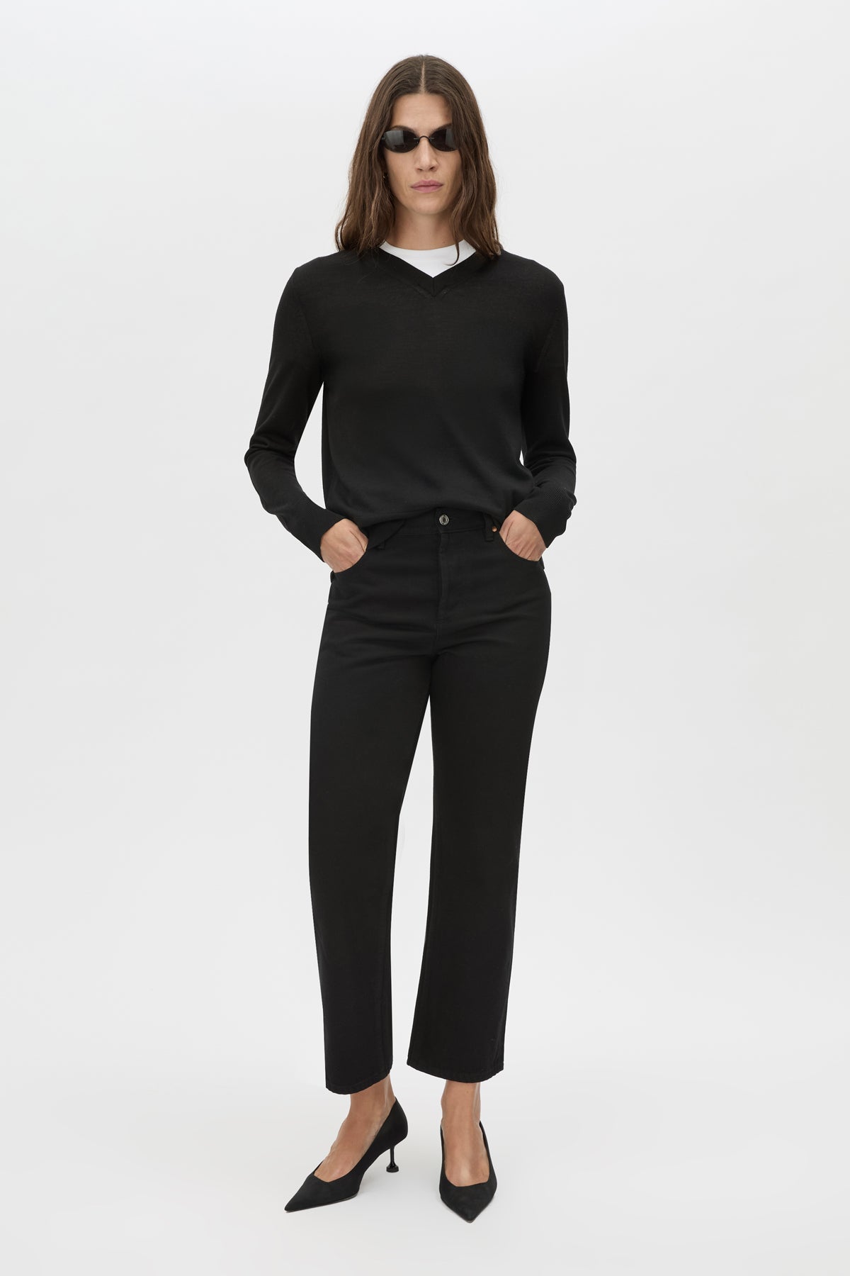 Camilla and Marc | Leona Knit V Neck Sweater - Charcoal Melange
