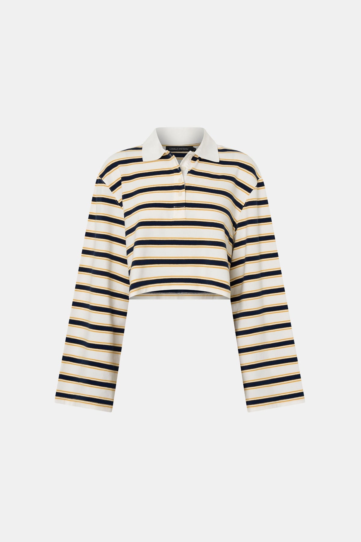 Camilla & Marc | Liat Stripe Crop Polo Top - Soft White Stripe