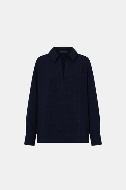 Camilla & Marc | Lourdes Check Half Placket Shirt - Navy