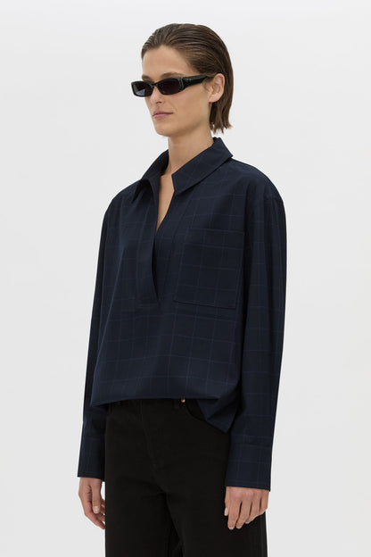 Camilla & Marc | Lourdes Check Half Placket Shirt - Navy