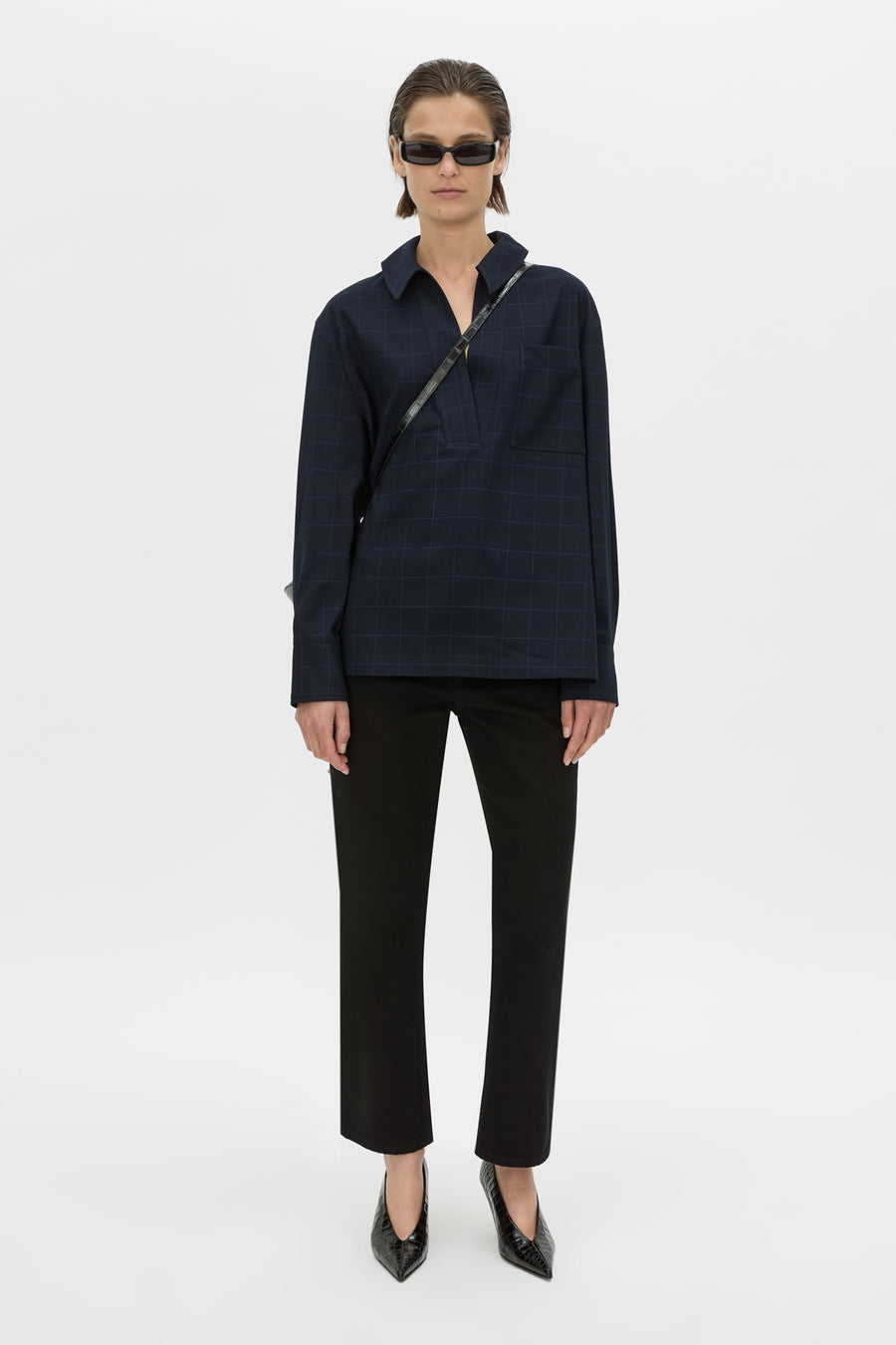 Camilla & Marc | Lourdes Check Half Placket Shirt - Navy