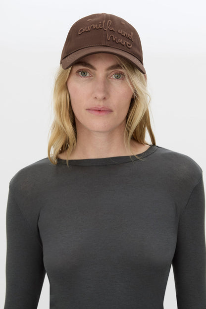 Camilla & Marc | Maren Embroidered Cap - Chocolate