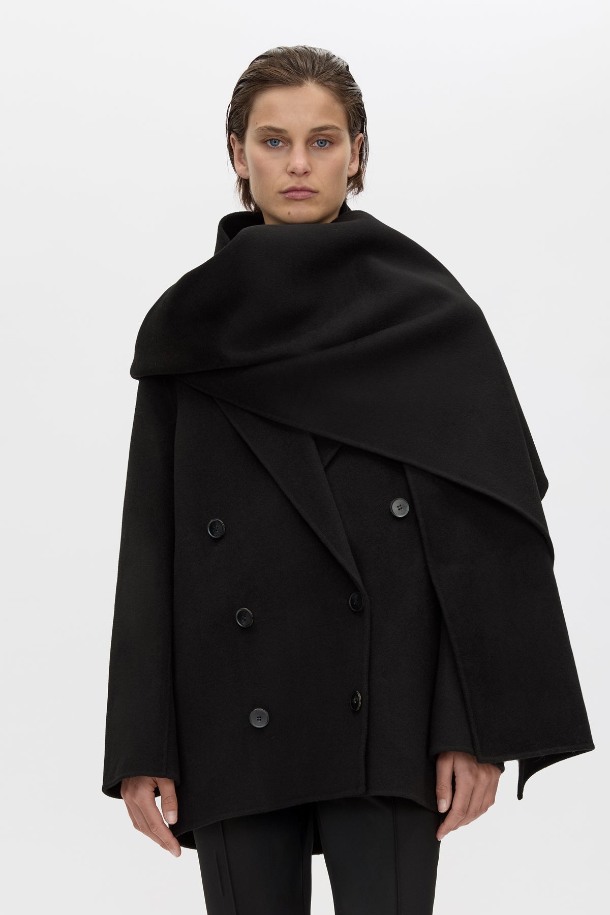 Camilla & Marc | Memoria Short Coat With Scarf - Black