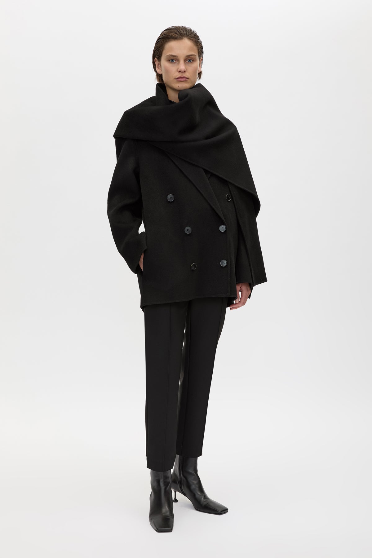 Camilla & Marc | Memoria Short Coat With Scarf - Black