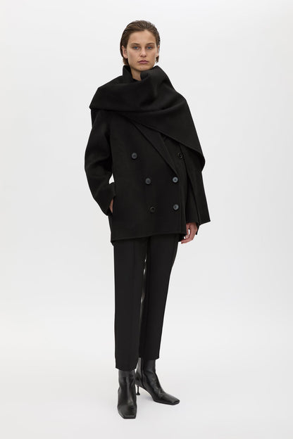 Camilla & Marc | Memoria Short Coat With Scarf - Black