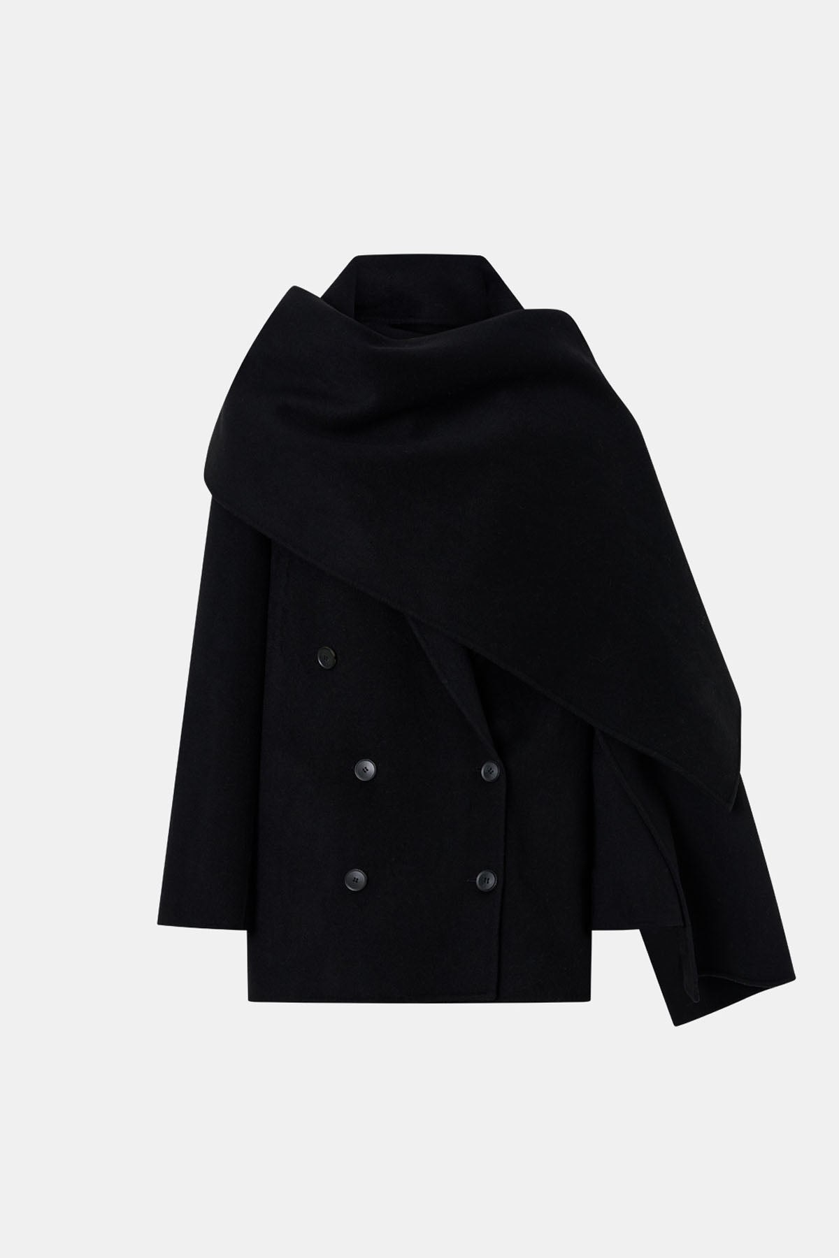 Camilla & Marc | Memoria Short Coat With Scarf - Black