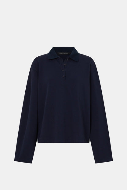 Camilla & Marc | Moreno Long Sleeve Polo Top - Navy