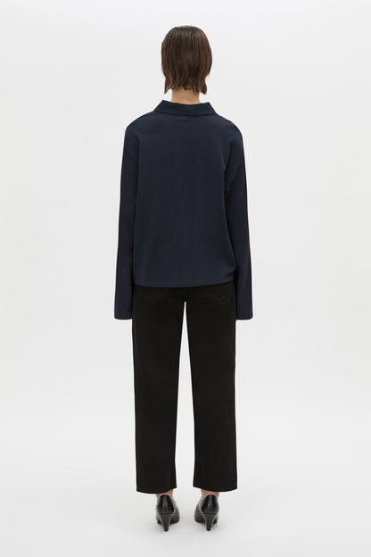 Camilla & Marc | Moreno Long Sleeve Polo Top - Navy