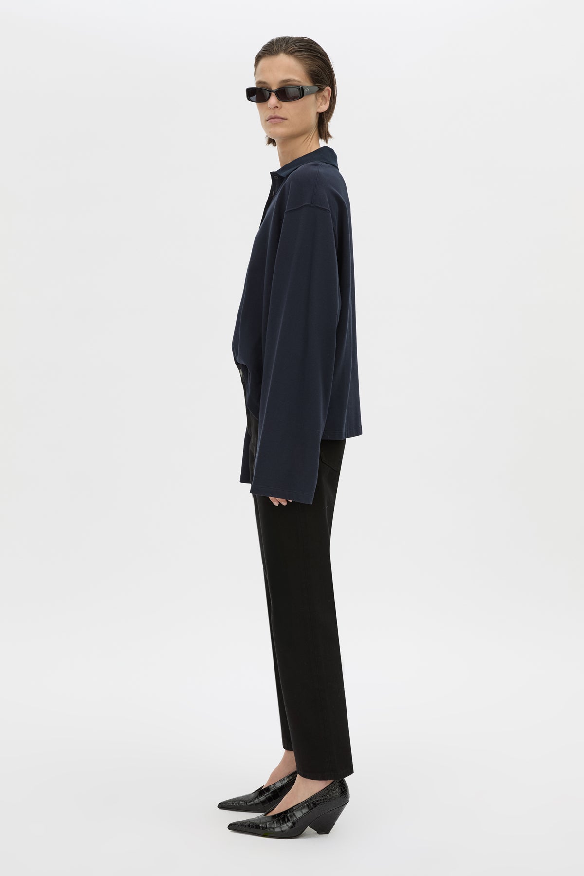 Camilla & Marc | Moreno Long Sleeve Polo Top - Navy