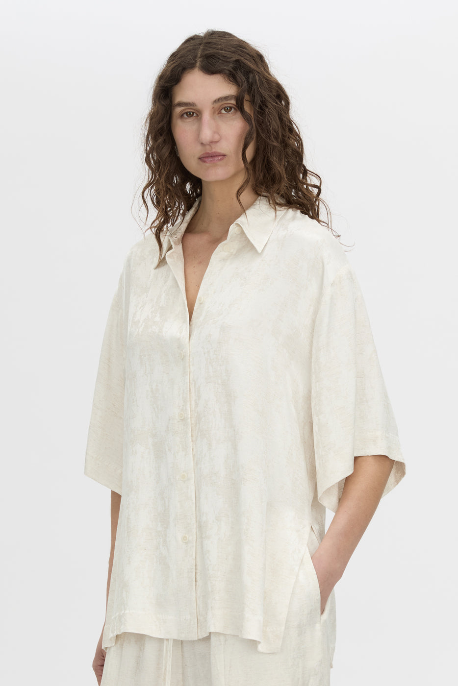 Camilla & Marc | Naidee Satin Short Sleeve Shirt - Ivory