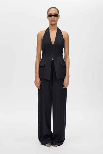 Camilla & Marc | Orban Mid Rise Wide Leg Pant - Navy Pinstripe