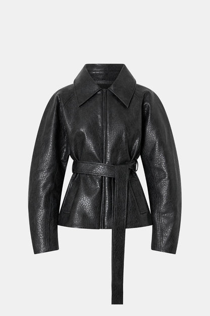 Camilla & Marc | Oreno Croc Belted Jacket - Charcoal