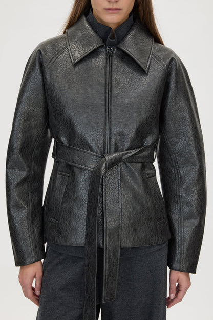 Camilla & Marc | Oreno Croc Belted Jacket - Charcoal
