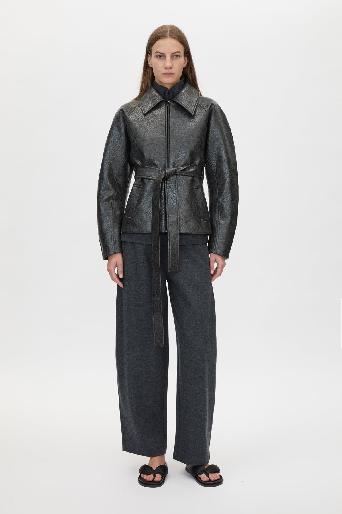 Camilla & Marc | Oreno Croc Belted Jacket - Charcoal