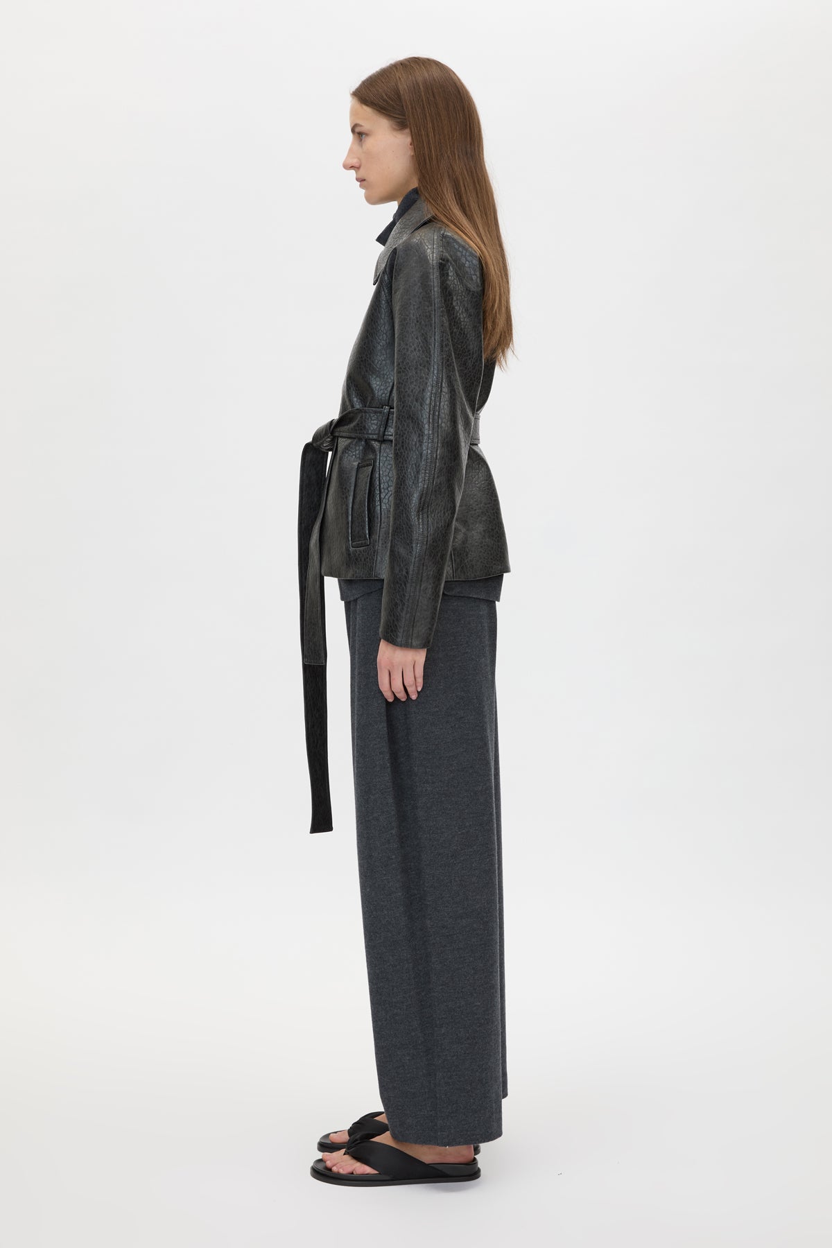 Camilla & Marc | Oreno Croc Belted Jacket - Charcoal