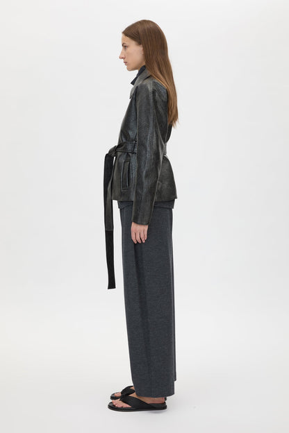 Camilla & Marc | Oreno Croc Belted Jacket - Charcoal