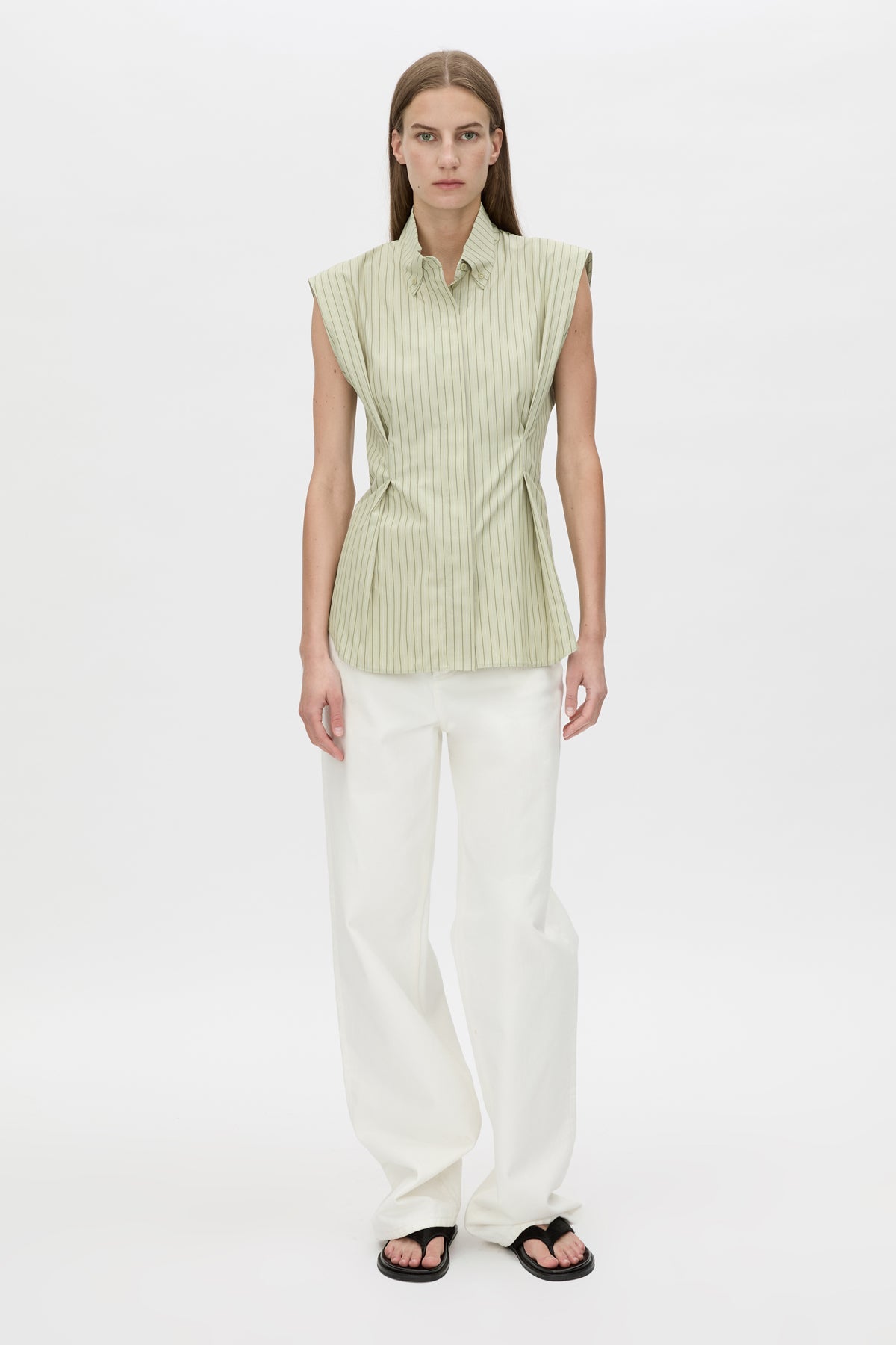 Camilla and Marc | Pico Shirt - Multi Olive Stripe