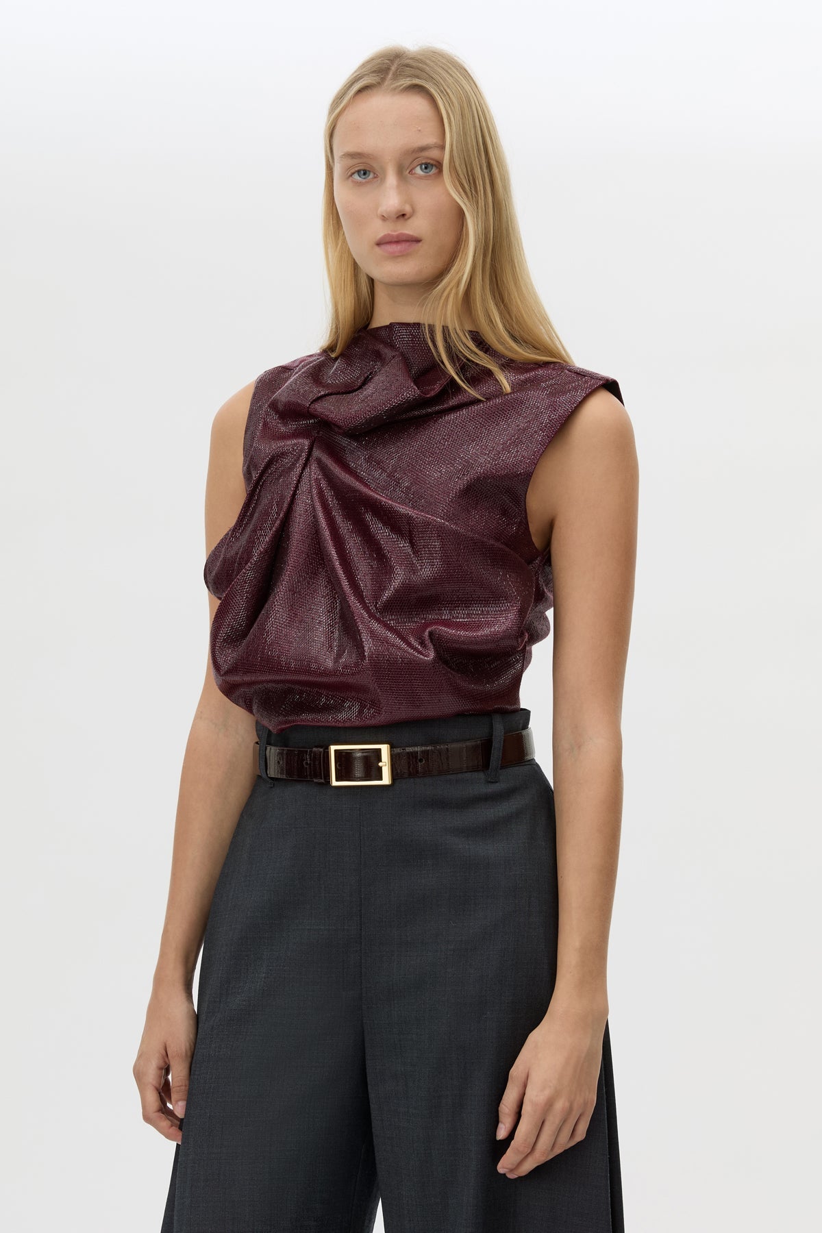 Camilla & Marc | Sana Drape Tailored Top - Burgundy