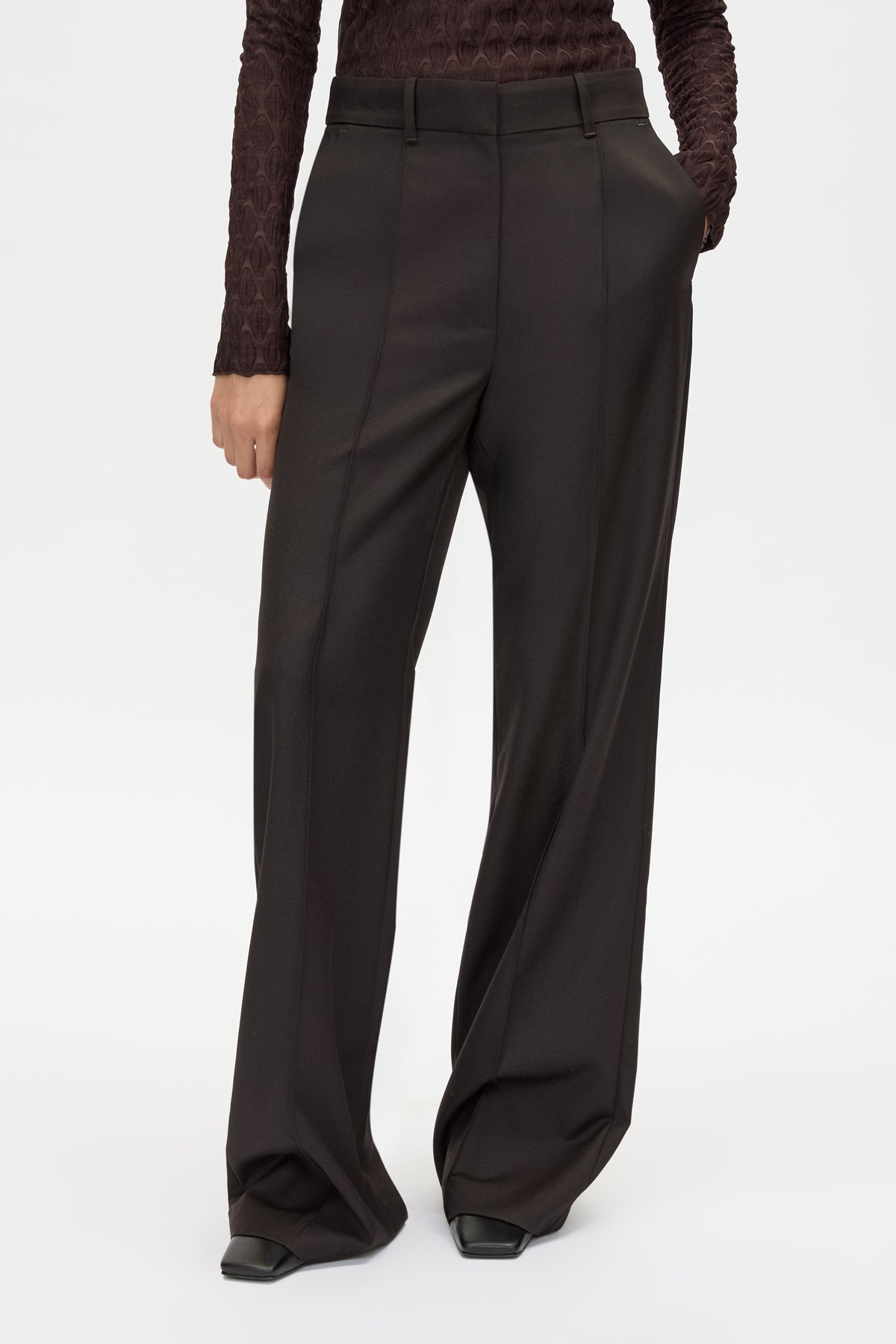 Camilla & Marc | Saxony High Waisted Pintuck Pant - Espresso Pindot