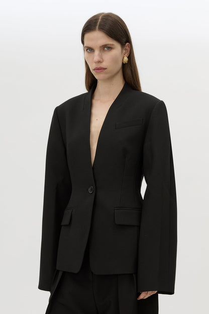 Camilla & Marc | Tala Fitted Collarless Blazer - Black