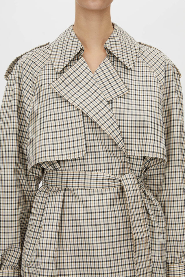 Camilla and Marc | Burdock Check Trench Jacket - Birch Check