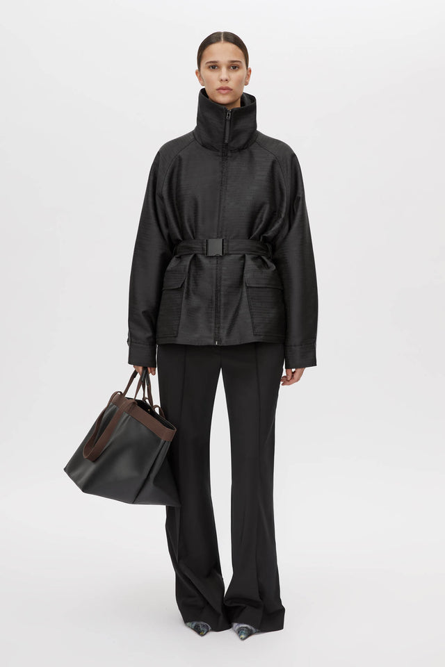 Camila and Marc | Escher Logo Jacquard Puffer Jacket - Black