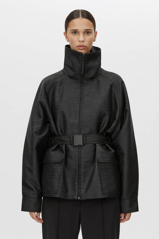 Camila and Marc | Escher Logo Jacquard Puffer Jacket - Black