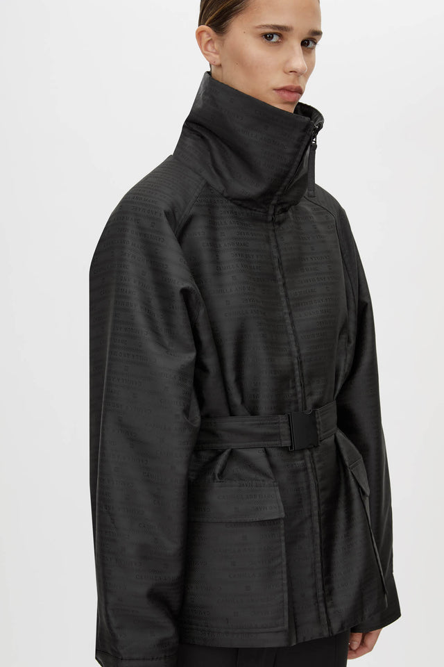 Camila and Marc | Escher Logo Jacquard Puffer Jacket - Black