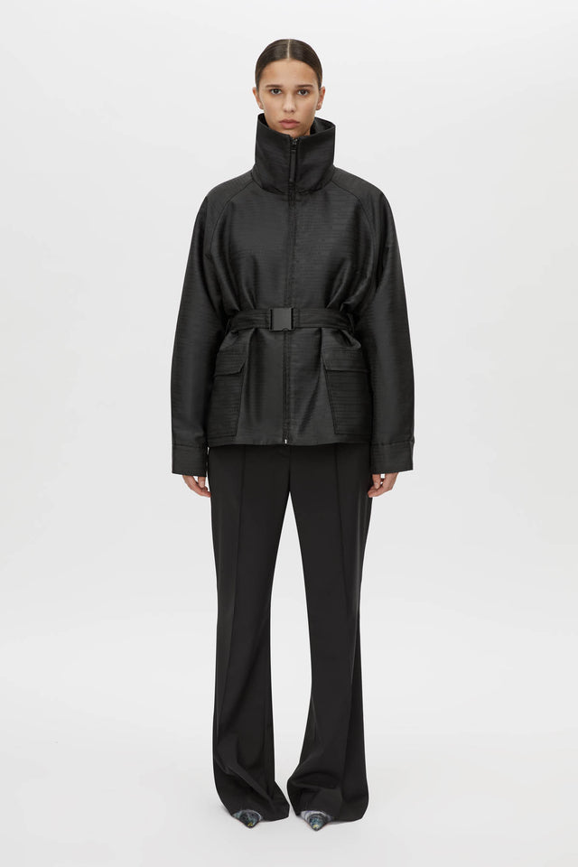 Camila and Marc | Escher Logo Jacquard Puffer Jacket - Black